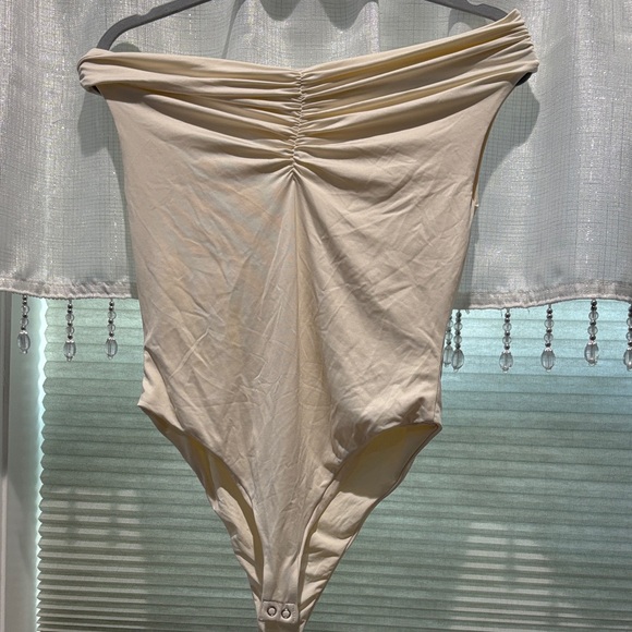 Cream Off-Shoulder Bodysuit - Picture 1 of 2